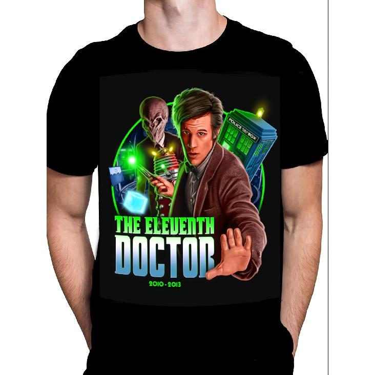 T-Shirt Featuring The Eleventh Doctor from Classic Sci-Fi Television S чёрный