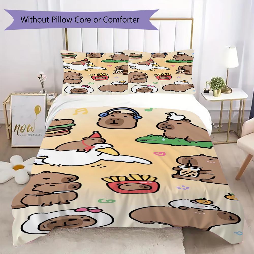 

1PC Capybara cute Pattern Bedding Quilt Set Quilt Cover Pillowcase Home Decoration Birthday Gift (1 * duvet cover + 2 * pillowcase, without core) 250x220cm