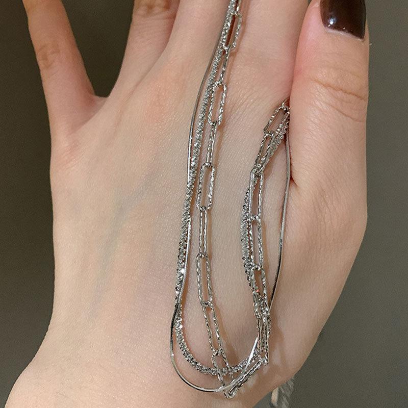 ANENJERY Shiny Chain Choker Necklace for Women Minimalist Bling Clavicle Chain Accessory Gift