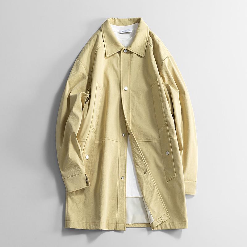 Men's Mid-Length Trench Coat - 2025 Spring/Autumn Casual Loose Jacket, Plus Size Available