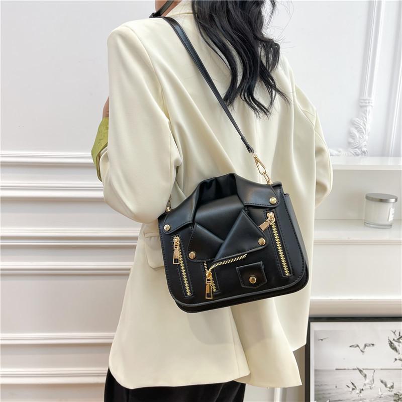 Personalized Rivet Leather Jacket Bag 2025 New Korean Version Fashion Candy Color Foreign Style Women's Shoulder Small Square Bag Pu