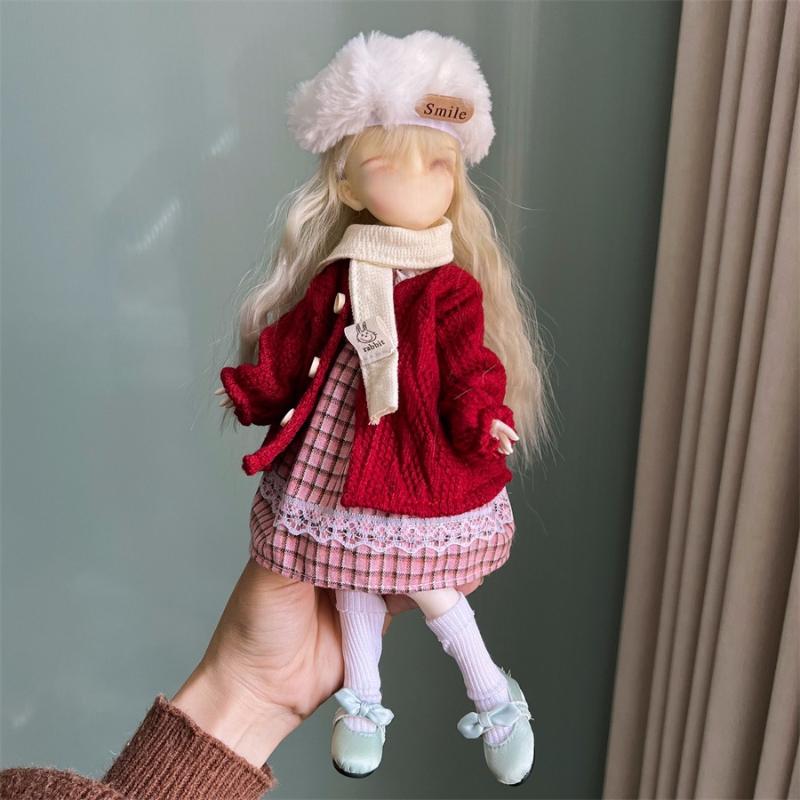 1 Set 1/6 Doll Outfit Kit 30Cm Doll Clothes Pretty Dress Hat Winter Coat Girl Toy Gift Doll Accessory No Shoes And Doll