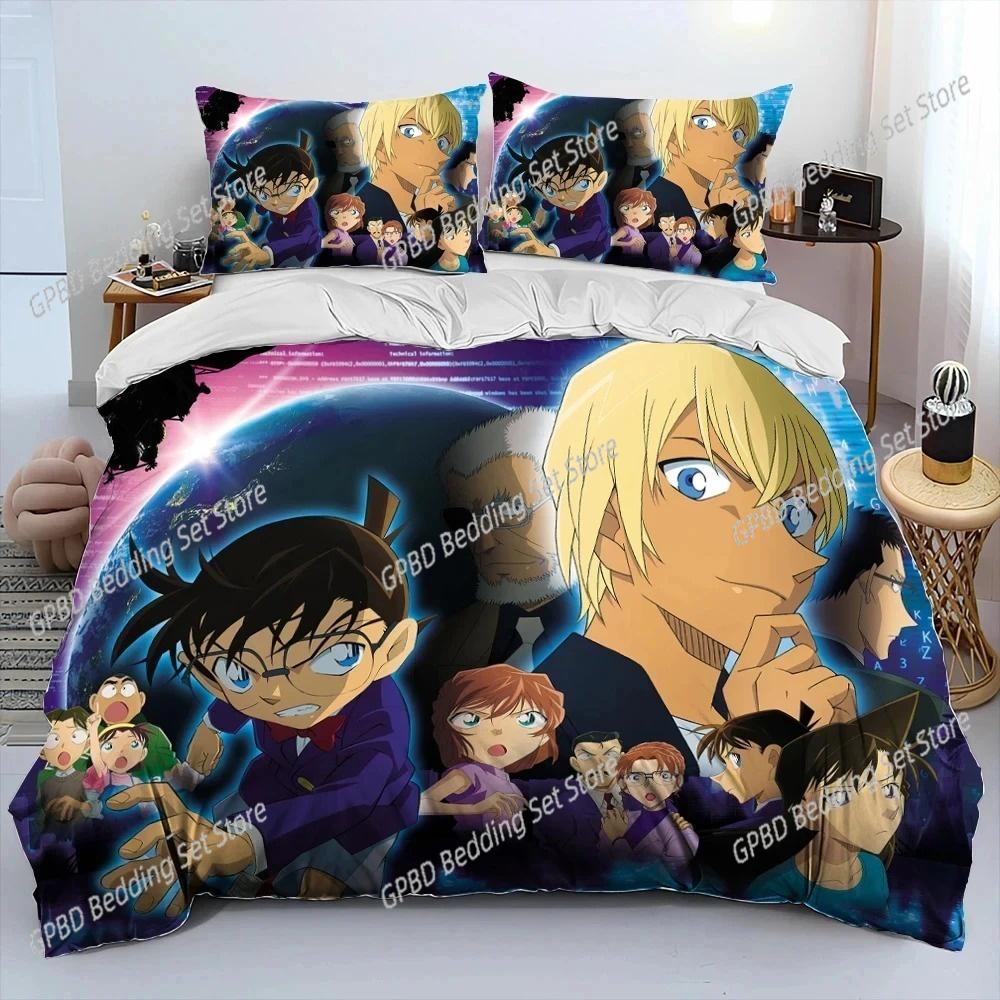Anime Detective Conan Cartoon Bedding Set Single Twin Double Queen King Cal King Size Bed Linen Set