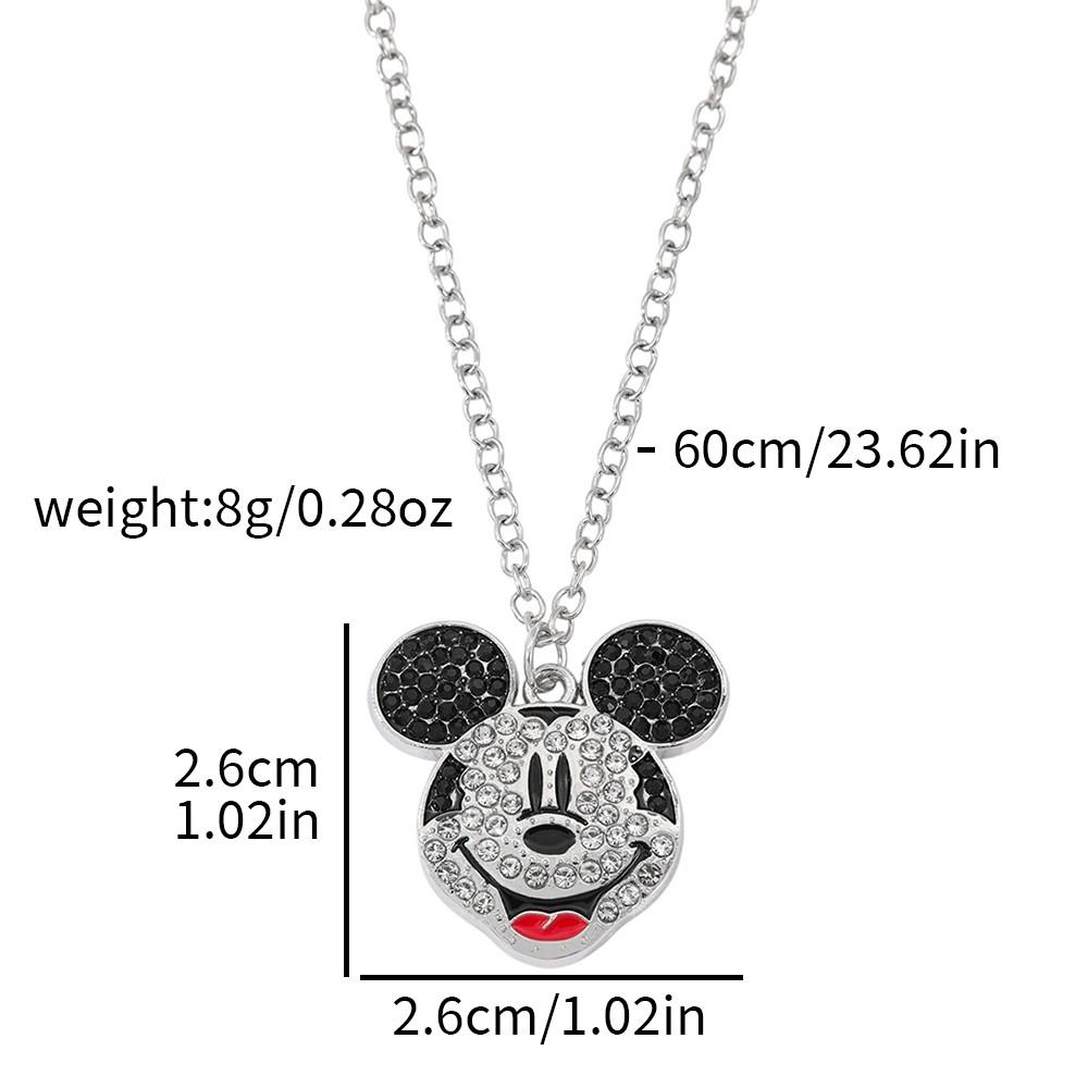 

Bling Rhinestone Mickey Minnie Mouse Pendant Necklace for Women Teen Girls Boys Fashion Jewelry Accessory Gift