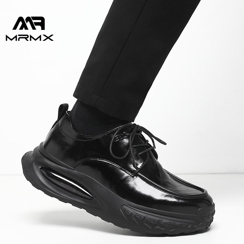 

[Customized] Spring new air cushion men s shoes British thick-soled heightened breathable formal wear business casual men s leather shoes 38 чорний