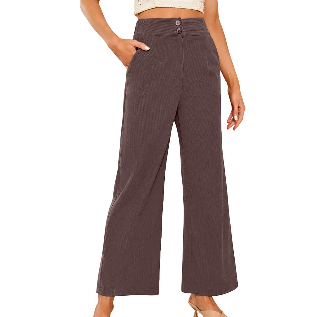 Women's Corduroy Pants Casual Women's Color Corduroy Loose Straight Pants