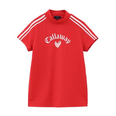 Kurzarm High Neck Shirt Schnell UV Golf C25134222 M [Callaway] Damen [LOVE Serie] (Schweißabsorbierend, Trocknend, Schutz) // 1100_Rot
