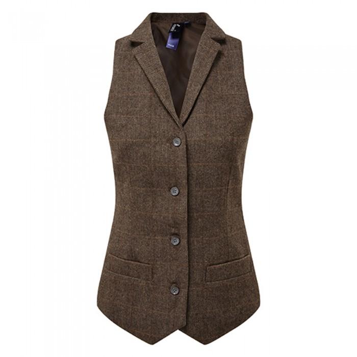 Premier Womens/Ladies Checked Herringbone Waistcoat