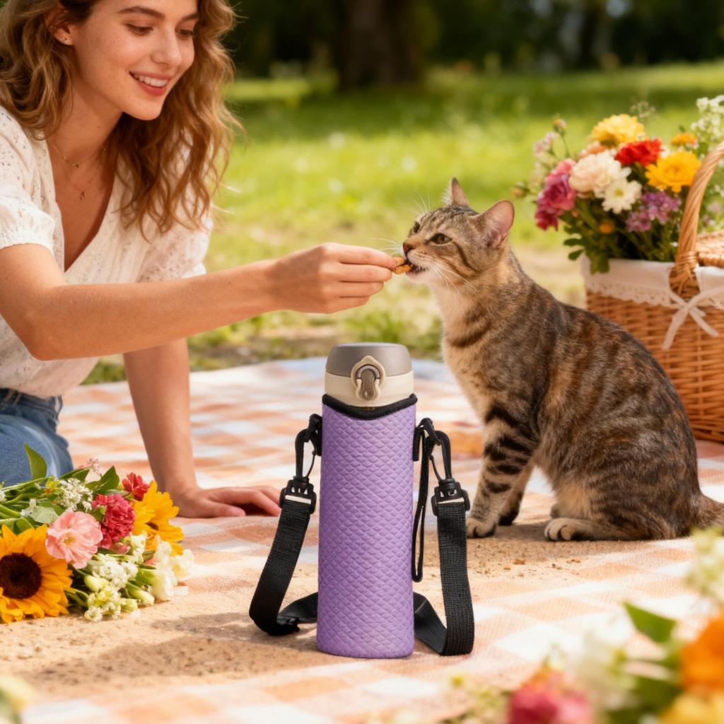 Insulated Water Bottle Holder Bag Portable Sling with Adjustable Strap for Hands-Free Carry, Hiking, Gym, Work, School, Travel
