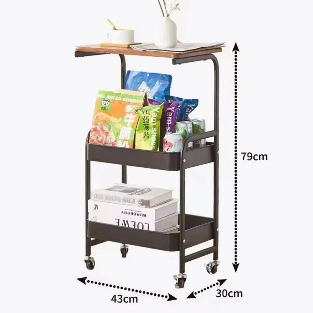 Bathroom Storage Trolley with Wheels Multi-layer Bathroom Shelf Waterproof Rolling Cart with Countertop Simple Kitchen Trolley