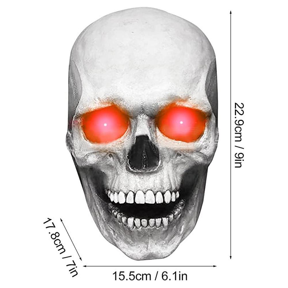Halloween Animated Talking Mask Glowing Green Eyes Skull Mask Animated Moving Jaw Skull Realistic Halloween Prop Full Head Halloween Skull Mask