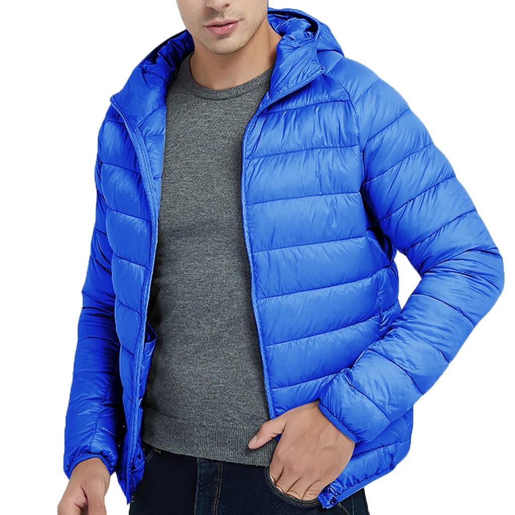Men's Winter Style Light Weight Feather Down Cotton Coat Hooded Coat
