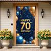 Happy 70th Birthday Banner Backdrop Black gold Birthday Party Decorations Photography Props Sparkle Balloon Background