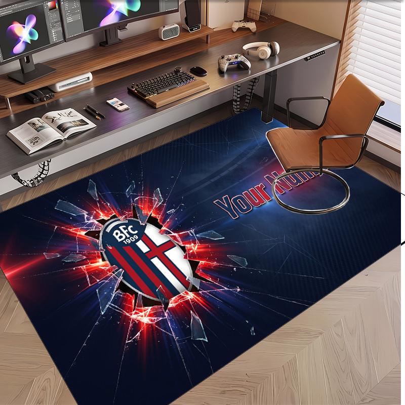 Personalized Crystal Velvet Carpet Bologna FC Pattern Non Slip Floor Rug