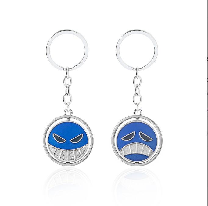 Anime One Piece Halskette Portgas D Ace Schlüsselanhänger Metallhalsketten Schmuck Kreative Rotierende Anhängerketten Choker Schlüsselanhänger