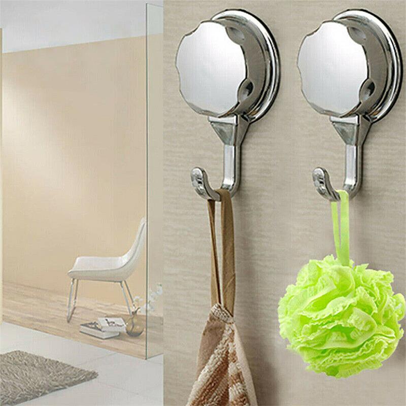 1/2X Removeable Vacuum Suction Cup Hooks Robe Towel Holder Hook Bathroom Kitchen