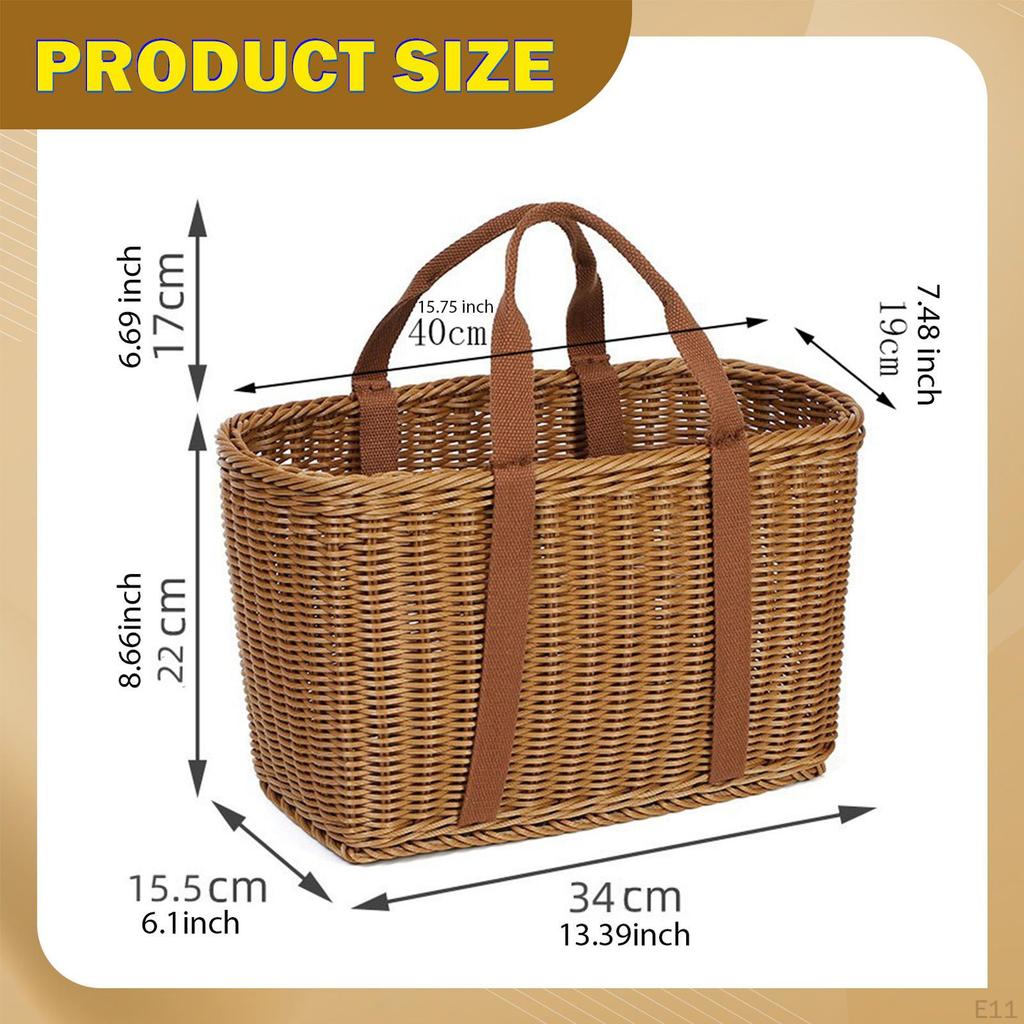 Empty And Versatile Woven Basket with Handle, Made of Imitation Rattan, Ideal for Fruit, Eggs,