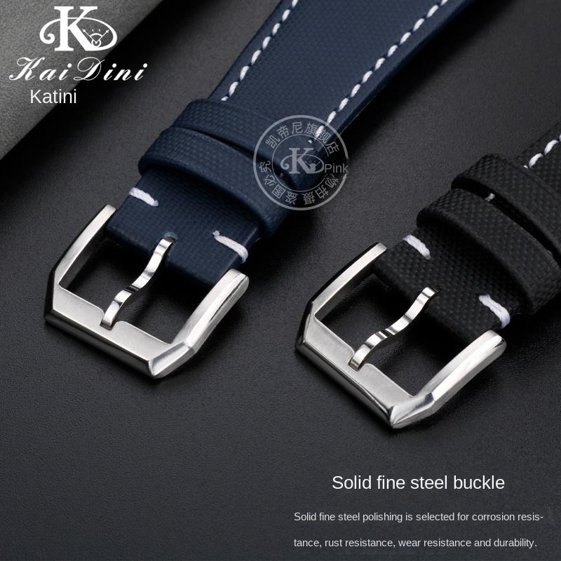 Nylon Leather Bottom Watchband For IWC Engineer Series IW500501 IW378507 Iw323601 Men's Watch Strap 30*16mm Notch Steel Buckle