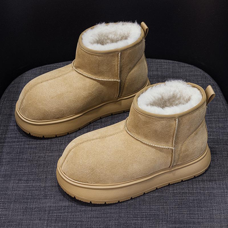 Snow boots women's 2025 winter new big head cute snow boots casual fashion velvet thickened cold-proof bread boots
