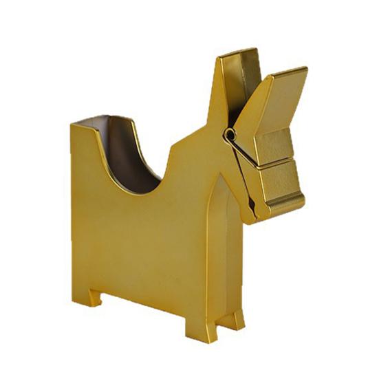 

Creative Wooden Horse-Shaped Clip Storage Box Metallic Texture Pen Holder Note Business Card Organizer Cute Animal Desktop Decor for Office School золотистый