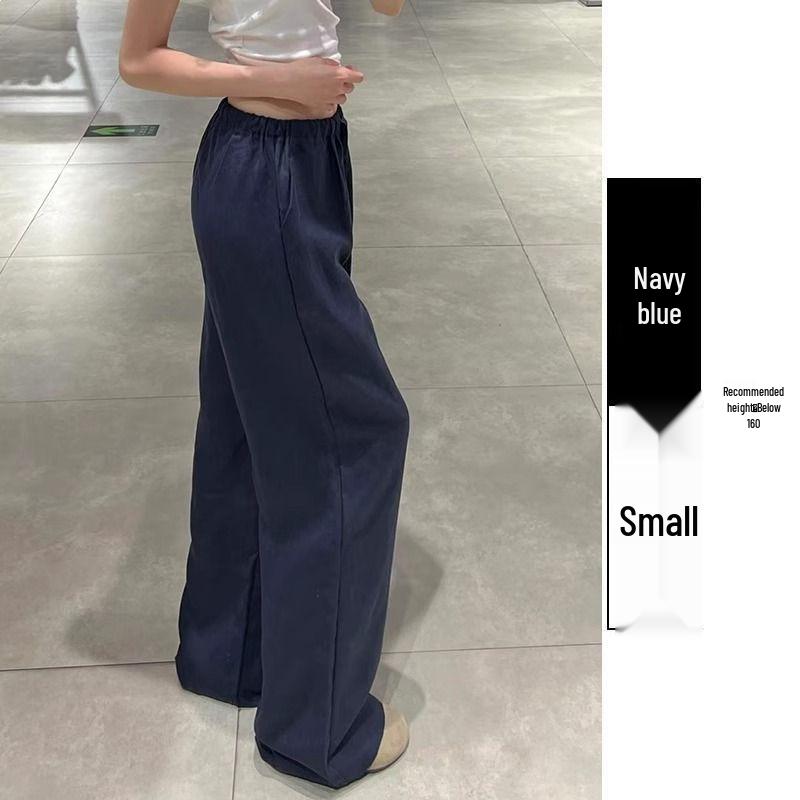 Women's Summer White Wide-Leg High-Waisted Linen-Style Loose Pants