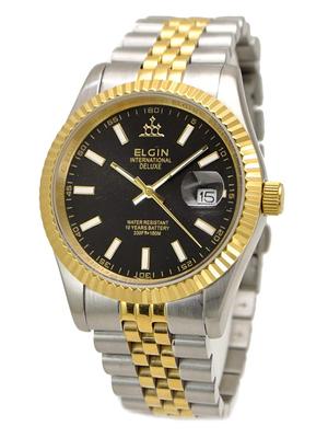 Kombinované černé pánské hodinky [ELGIN], řemínek, ciferník, FK1422TG-B