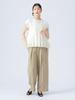 Beams Heart Mixed Material Shirred French Off One Size S/S Tee, Pullover, Women's, White,