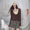 unifree Spring 2026 Plus Size Korean Style Color Block Loose Knit Set