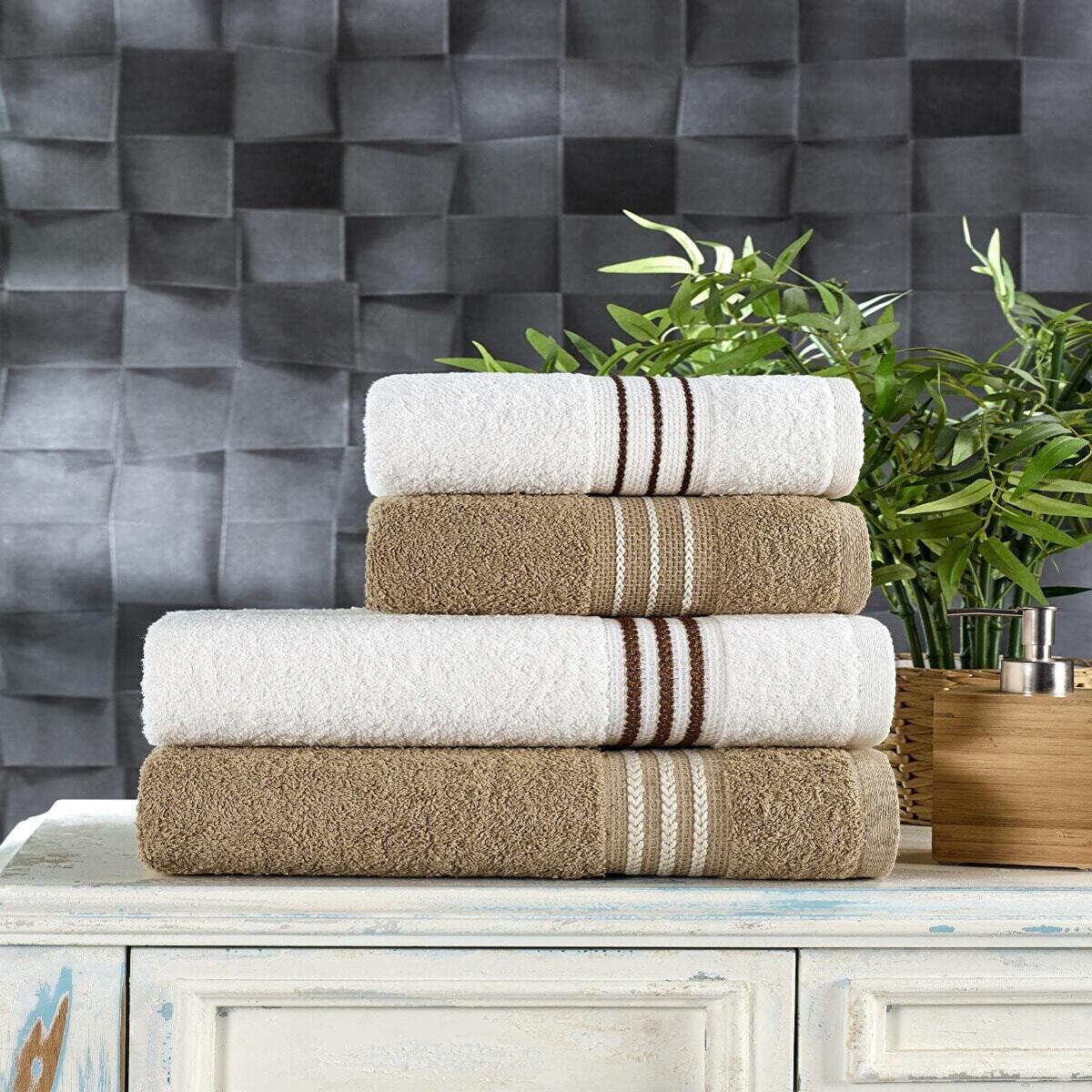 

Набір турецьких рушників 2 банні рушники 2 рушники для обличчя Розкішна чиста бавовна високої якості, м який суперабсорбент, темно-синій, білий, рожевий, коричневий 50x90cm,70x140cm синій