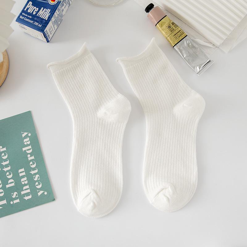 White Cute Japanese JK Lace Socks for Women - Trendy Mid-Calf, Spring & Summer Long Lolita Style