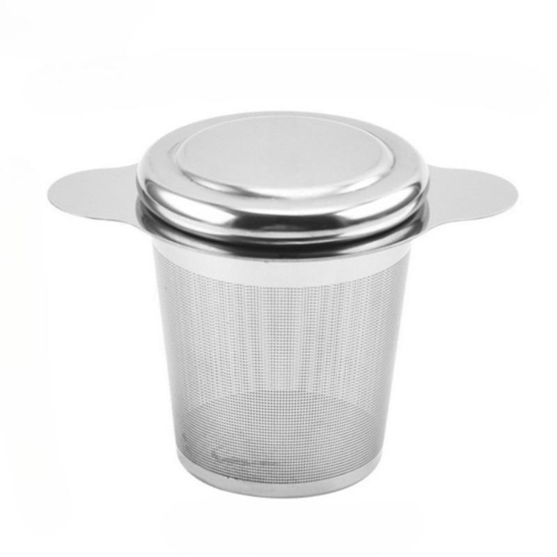 Stainless Steel Double Handle Loose Leaf Tea Infuser, Fine Mesh Coffee Filter Spoon with Lid, Hanging Leak-proof Tea Strainer