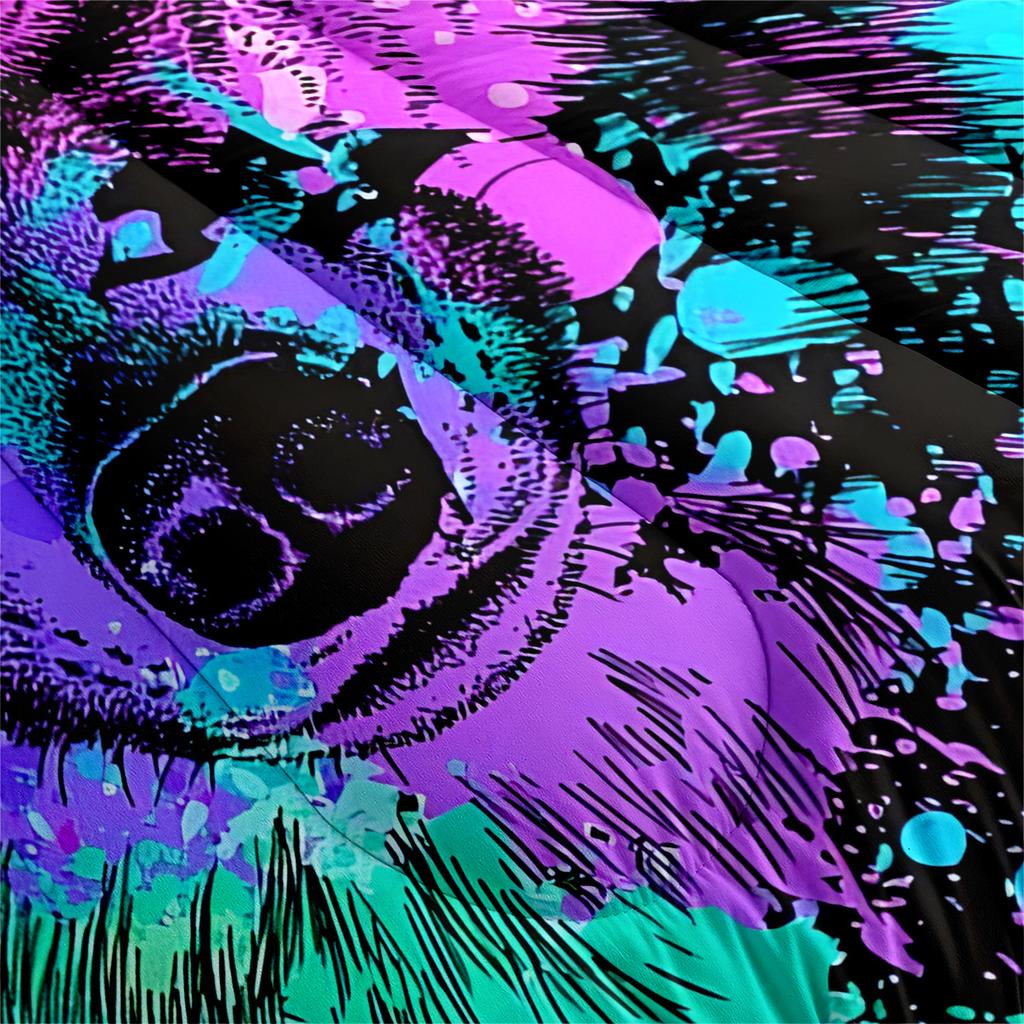 Colorful Wolf Head Quilt Fat Quilt Digital Printing Bedding Three-piece Quilt Cover