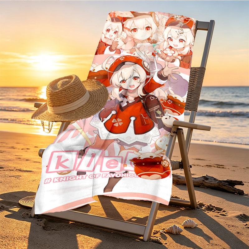 Genshin Impact Print Beach Towel Design, Soft, Lightweight. for Home Bathroom, Spa, Pool, Yoga, Surfing, Camping, Gift for Family, Friend