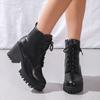 Thick-soled Non-slip Short Women's Boots Lace-up Martin Boots British Fashion Thick Heel High-heeled Short Boots New In Autumn and Winter