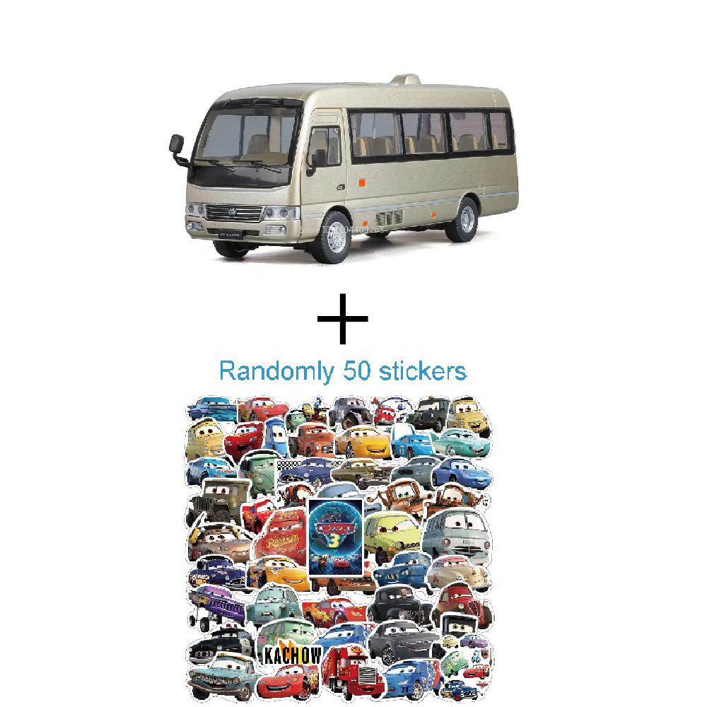 Scale 1:24 Coaster Model Car Toy Doors Opened Miniature Bus Sound Light Metal Diecast Vehicle Models Hobby Gifts for Boys