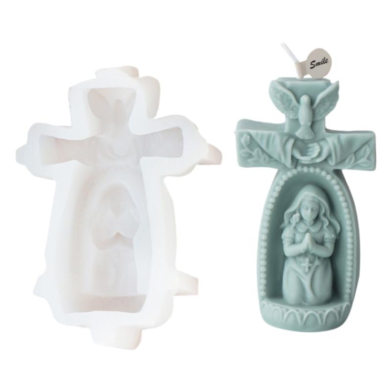 Silicone Mold Church Prayer Boy/Girl Shaped Wax Candle Molds Scented Aromatherapy Making Mould Handmade Ornament