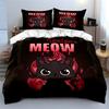 3Pcs Devil Black Cat Red Flame Duvet Cover Set, Funny Quote Meow Gothic Kids Bedding Single Double King Queen, Gift