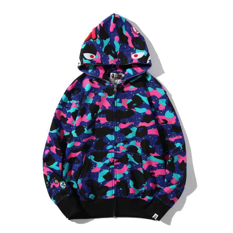 Unisex 3D Print Multi-color Shark Hoodie, 2025 Classic Loose Fit, Plus Size Cardigan Jacket