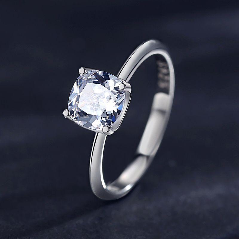 Tancise Classic 925 Sterling Silver  Zircon Ring Ladies Jewelry Wedding Promise Party Gift