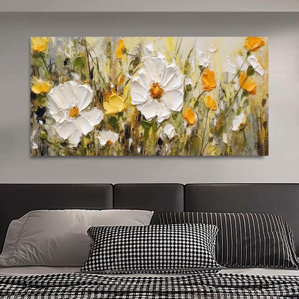 Canvas Painting Abstract Canvas Art Print Elegant Cream Flora Perfect for Living Room Decor, Wall Art Sofa Background