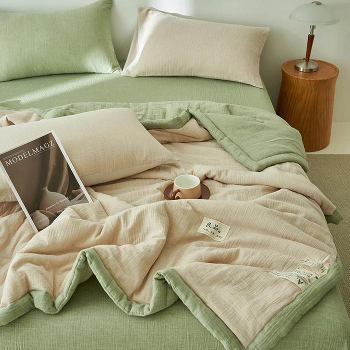 

Класс А волокно двухслойная пряжа соевое волокно летнее одеяло 4 предмета набор мятая пряжа одеяло для кондиционера тонкое стирающееся одеяло 180x200cm 4pcs