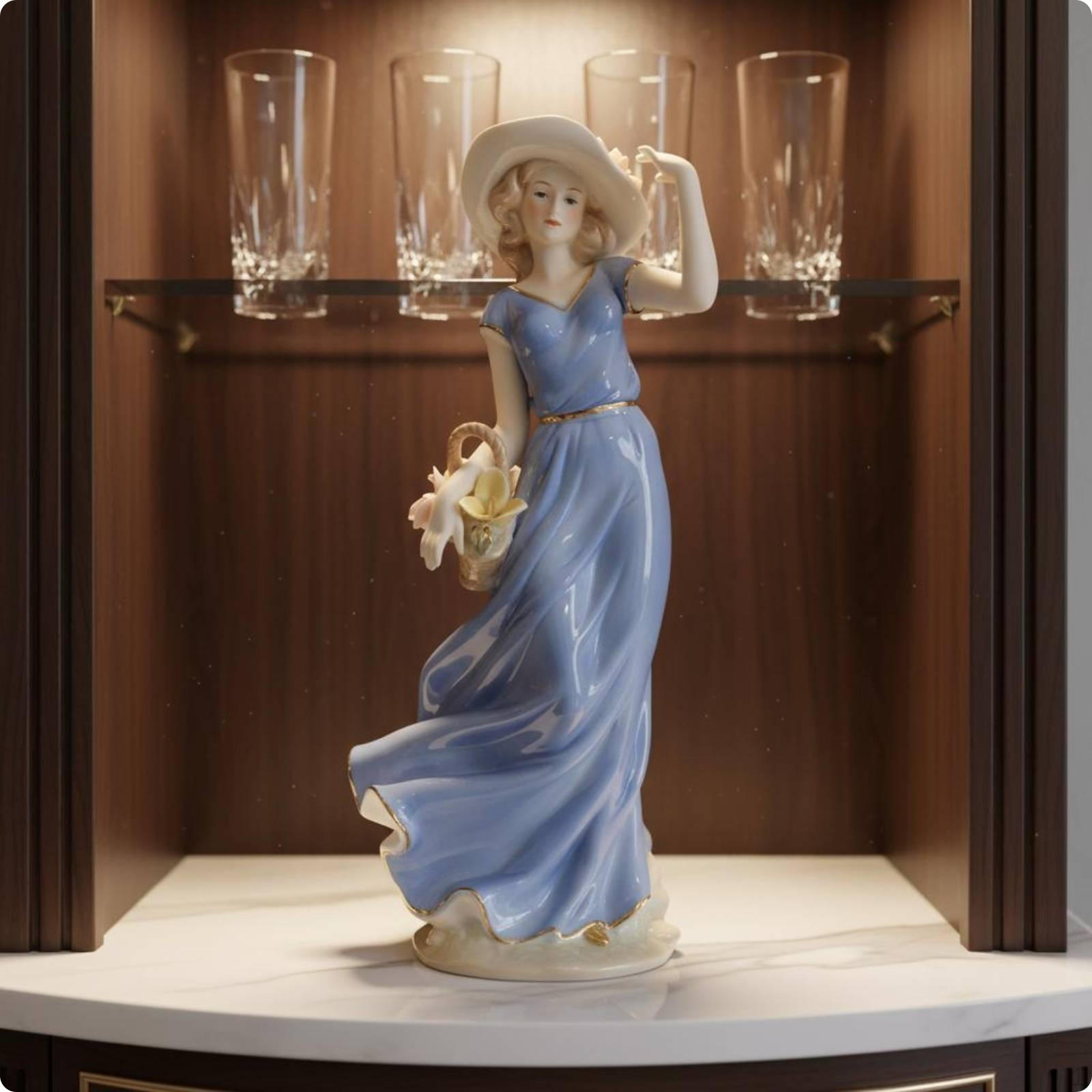 3 Pieces Ceramic Woman Statue Luxury Style Porcelain Lady Figurine Delicate Craft Chic Female Figure