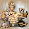 5d Diy Diamond Painting Girl Dog Portrait Diamond Embroidery Seaside Full Round Drill Cross Stitch Kits Gift
