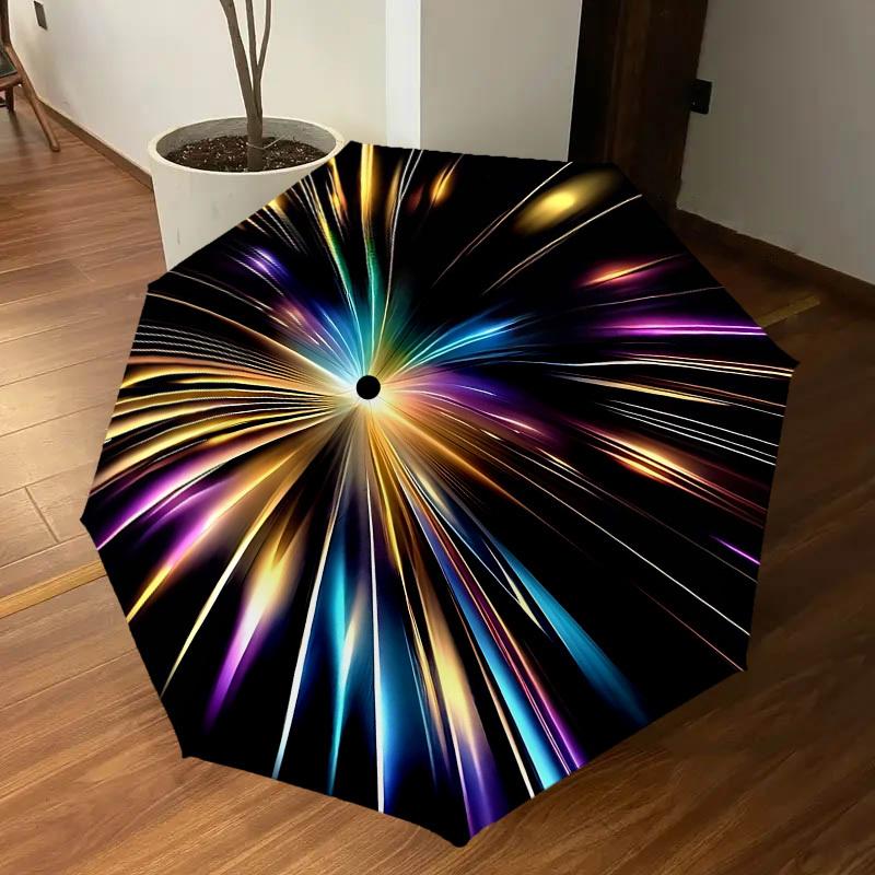 1 Stück Bunter Regenschirm mit Lichteffekt - 8 Speichen, verstärkt, Automatisches Öffnen, Leicht & Langlebig, Niedliches Modeaccessoire für den Außenbereich, Strand oder Freizeit, Bea