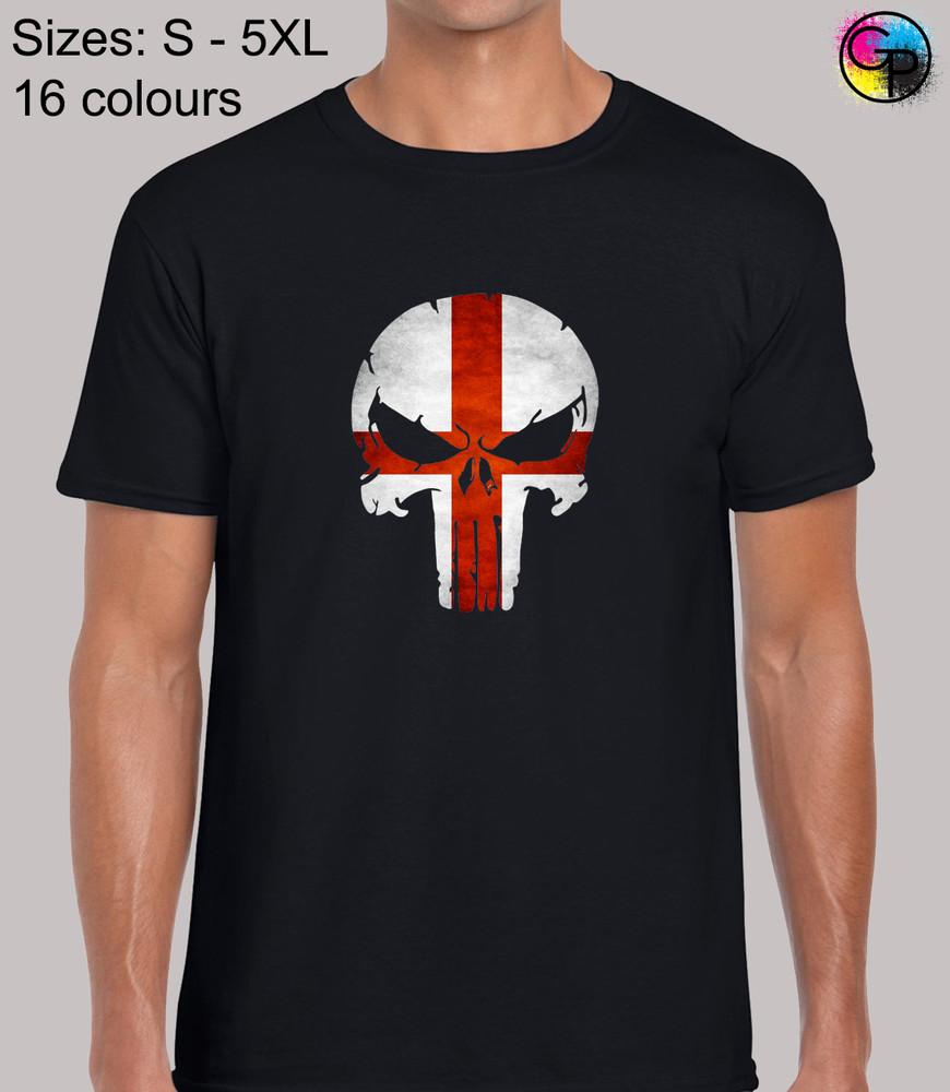 

Англия Череп Мужская футболка Крутой топ для тренировок в зале Дизайн Футбольный Регби Фан Новый XL