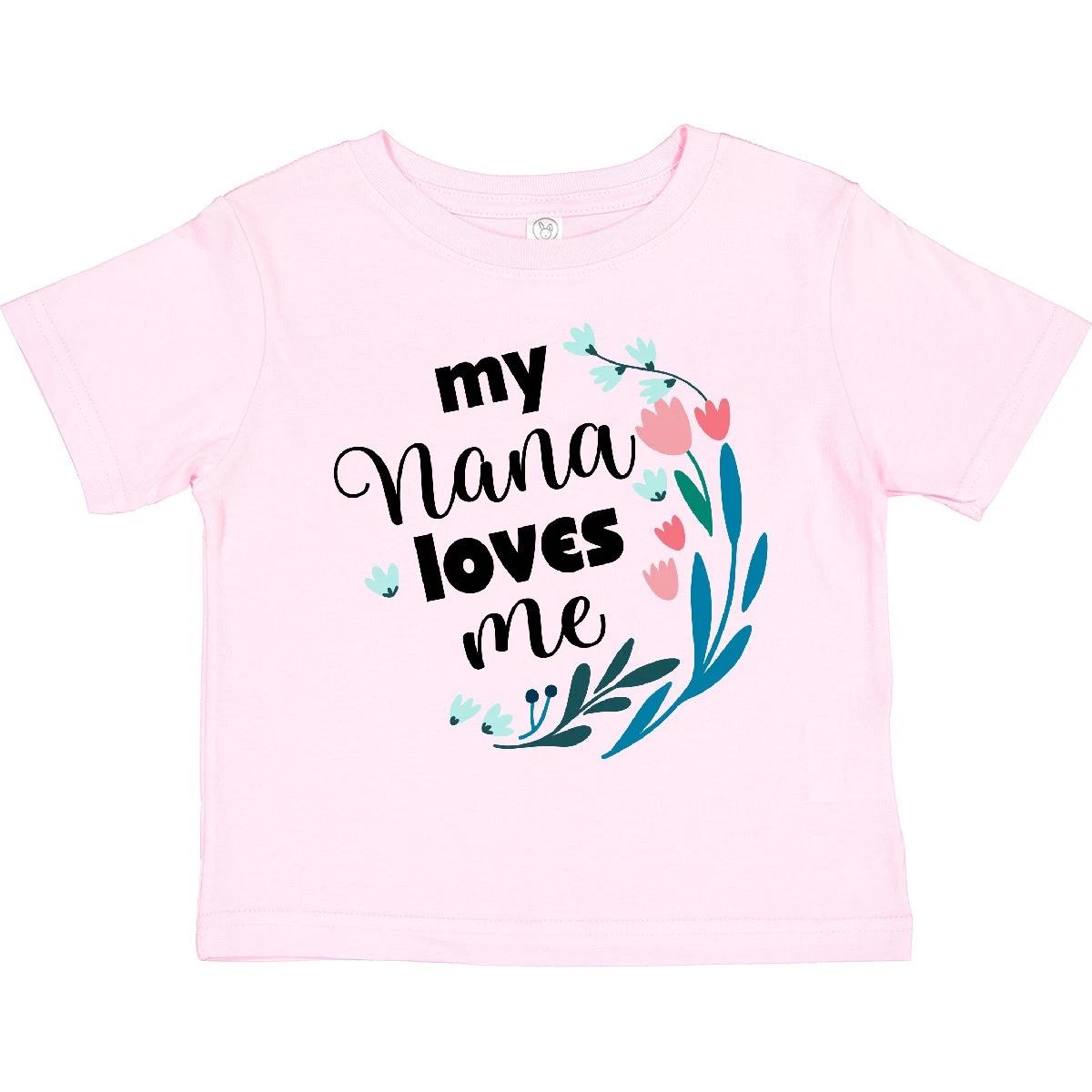 Inktastic My Nana Loves Me Granddaughter Toddler T-Shirt Grandchildren Flowers 140