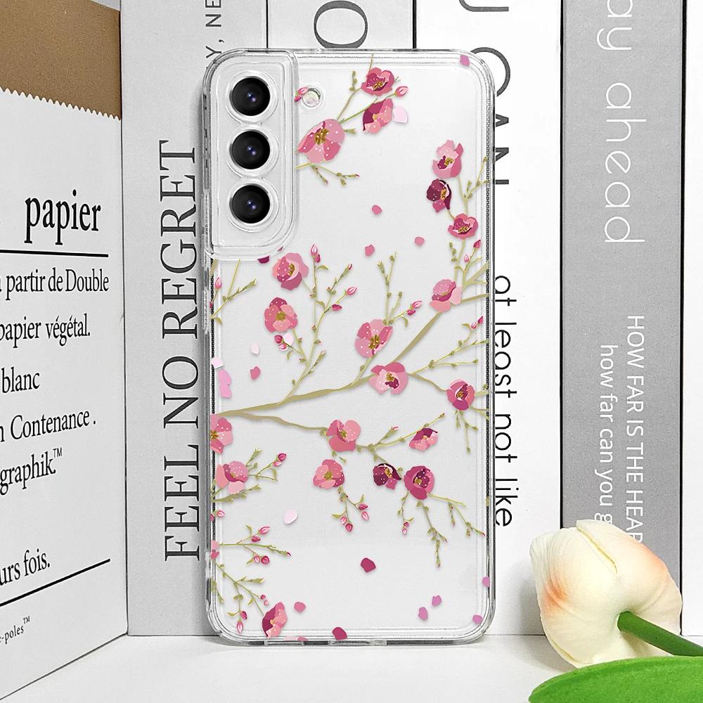 Cute Flower Painted Clear Phone Case for Samsung A55 A54 A53 A51 A70 A32 A31 A22 A13 5G Ultra Soft Covers Colorful Floral Fundas