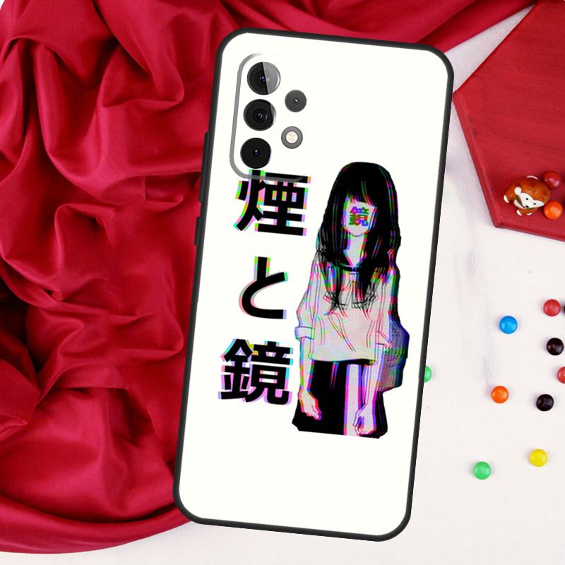 Sad Japanese Aesthetic Art For Samsung Galaxy A56 A36 A26 A16 A05 A06 A22 A32 A52 A54 A34 A14 A55 A15 A53 A33 A35 Case