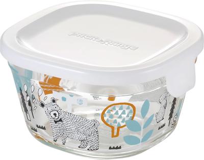 Iwaki Glass Airtight Container Shinji Kato In the Forest Square 200ml Heat-resistant B3200-SNE