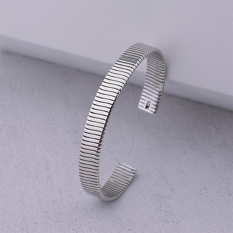 

ANENJERY парный браслет в вертикальную полоску для женщин и мужчин, индивидуальные нишевые тайские серебряные украшения серебряный